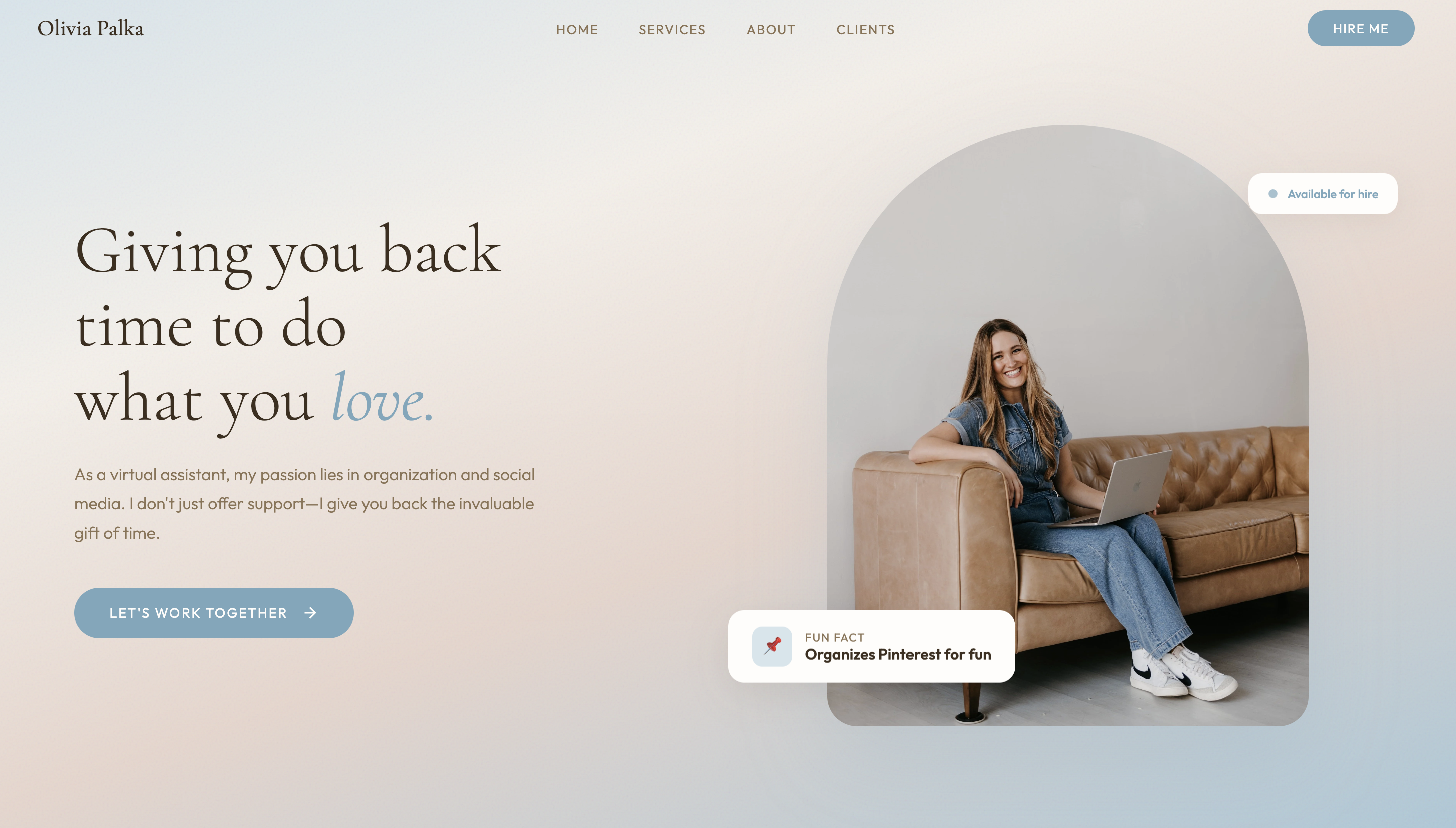 Virtual Olivia website — BlooStudio